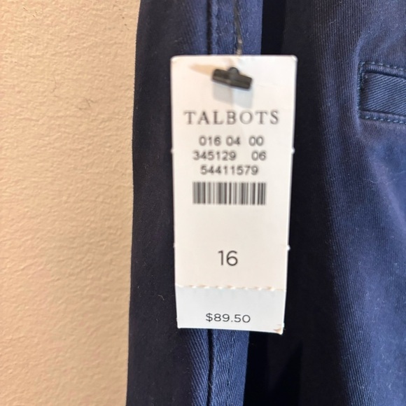 TALBOTS SZ 16 Navy Wider Straight Leg Slit Pockets Stretchy Trousers Pants NEW - Picture 5 of 10